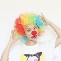 Wig Afro dan Badut Warna-warni Lucu untuk Perlengkapan Pesta Topeng