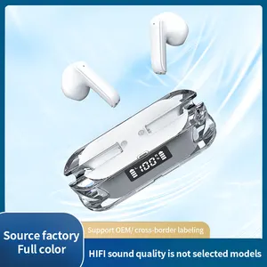 Digitale Display Transparante Semi-In-Ear Echte Draadloze Hifi Bluetooth 5.3 Oordopjes Lange Tijd Gebruik Kleurrijke Touch Control Oortelefoon