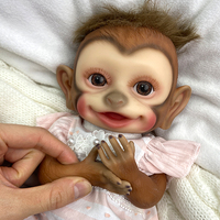 Poupée Reborn Singe en Silicone de 16 Pouces avec Cheveux, Corps Entier, Peau Douce, Yeux Réalistes, Corps Lesté, Jouet de Collection, Cadeau Compagnon pour Enfants