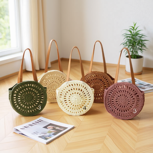 Bolso Redondo Grande de Papel Tejido Calado 33CM - Product Image 2