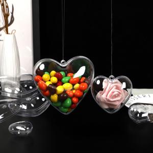 Handgemachte transparente 6cm umwelt freundliche Herz Anhänger Hochzeits dekoration füllbare Plastik kugeln Weihnachts kugeln Geschenk box - Product Image 6