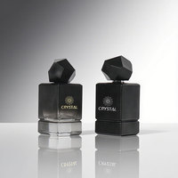 Bouteille de parfum vide rectangulaire noire de luxe personnalisée de 30ml 50ml 100ml avec bouchon noir