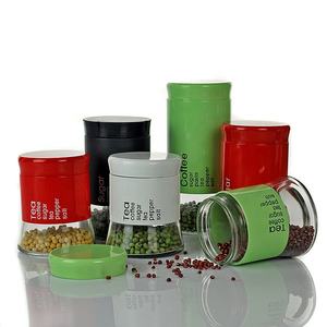 Tè di vetro di caffè di <span class=keywords><strong>zucchero</strong></span> vasi <span class=keywords><strong>e</strong></span> <span class=keywords><strong>contenitori</strong></span> con cappotto in acciaio inox - Product Image 1