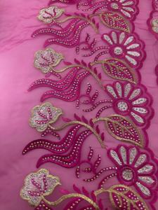 Accessoires de vêtements africains pour bricolage Broderie <span class=keywords><strong>DMC</strong></span> Fleur Organza Dentelle Décoration Polyester coloré Tissu à coudre - Product Image 3