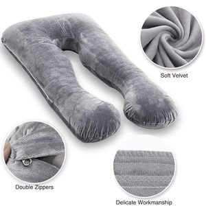 Grossesse en forme de U corps taie d'oreiller housse de coussin seulement velours remplacement Fit 55*31 pouces maternité corps oreiller pins couverture - Product Image 2