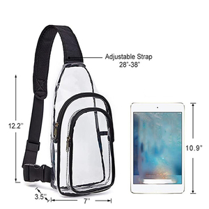 カスタムロゴ卸売大容量シングルショルダークロスボディ黒と白のトラベルスポーツジムメンズチェストクリアスリングバッグ - Product Image 6