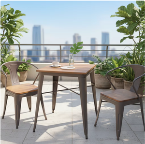 Conjunto de Comedor para Patio de Estilo Industrial Moderno 2026, Muebles de Bistró de Madera Sólida Resistentes a <span class=keywords><strong>la</strong></span> Intemperie para <span class=keywords><strong>Terraza</strong></span> de <span class=keywords><strong>Restaurante</strong></span> - Product Image 6