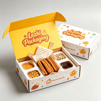 Boîte d'emballage en papier personnalisée de qualité alimentaire pour gaufres, mochi, donuts, sushis, snacks à emporter, churros, avec trous pour sauce