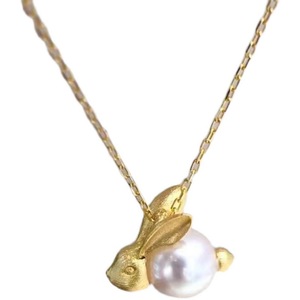 Colgante de Plata S925 para Collar de Mujer con Perlas DIY y Cuentas de 8-10mm y Soporte de Jade Vacío con Forma de Conejo 30731 - Product Image 4