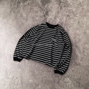 เสื้อเชิ้ตลายทางแขนยาวคอกลมผ้าฝ้ายแท้100% สำหรับผู้ชายสไตล์โอเวอร์ไซส์พิมพ์ลายเรียบง่ายดีไซน์คุณภาพสูงแขนยาว - Product Image 2