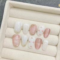 Pure Handmade Short Nail Art Collection Uñas a presión desmontables con yemas de dedos artificiales Serie de puntas de uñas portátiles