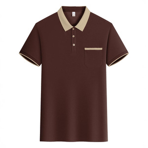 <b>Polo</b> Shirt Red Short Sleeve Solid Color Polyester Oxford Fabric For Daily Wear - Product Image 4