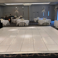 Système de plancher de danse modulaire blanc étoilé pour événements de mariage, fête, dalles de sol scintillantes