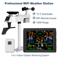 Station météo WiFi professionnelle 7-en-1 avec capteur intérieur/extérieur, affichage LCD sans fil de la vitesse du vent, de la pluie et des UV, portée de 100 m, C/F