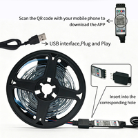 5V 5050 12 LED/m RGB Multicolor Ambient LED Strip  Bertenaga USB, Kit Dikendalikan Aplikasi Bluetooth