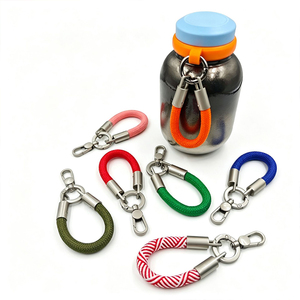 DF22 <b>Braided</b> Stainless Steel Keychain With Metal Clasp Fitness <b>Accessory</b> Durable Design Silver Tone - Product Image 5
