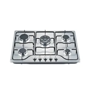 5 burner stainless steel gas stove wholesale NG/LPG kitchen hob commercial built in gas cooktop