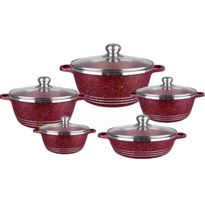 Ensemble de 10 casseroles antiadhésives, résistantes au four et au lave-vaisselle, avec couvercles en verre, en aluminium, pour tous types de cuisinières - Product Image 4