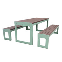 Mesa de centro comercial personalizada, 5 pies, 6 pies y 8 pies, mesa rústica de madera para picnic al aire libre, Banco de mesa de jardín para Parque Natural