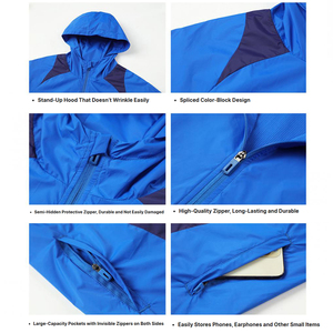 Veste et pantalon à fermeture éclair de haute qualité 100 lignes de réflecteur en nylon coupe-vent surdimensionné pour hommes - Product Image 2