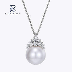 Rochime Ice Queen Perla Colgante Collar Plata Personalizado Delicado Rodio Plateado Collares - Product Image 1