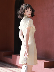 Ropa tradicional china Cheongsam <span class=keywords><strong>chino</strong></span> clásico mujer Qipao manga corta Sexy boda fiesta de noche - Product Image 3