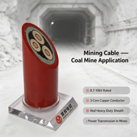 Câble minier ignifuge Myptj 8.7-10Kv, câble en cuivre à gaine en caoutchouc haute tension pour l'alimentation électrique des tunnels de mines de charbon