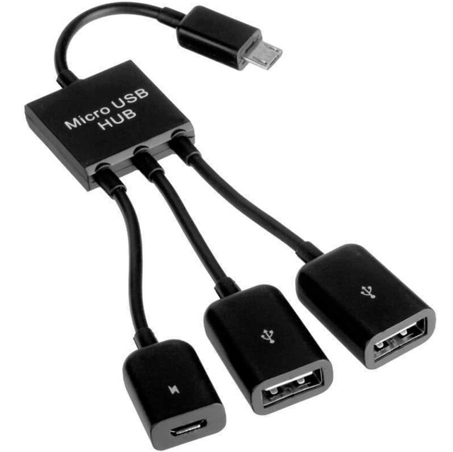 3 in 1 Micro USB 2.0 Host OTG Adapter Cable Hub for Phone or Tablet Professional