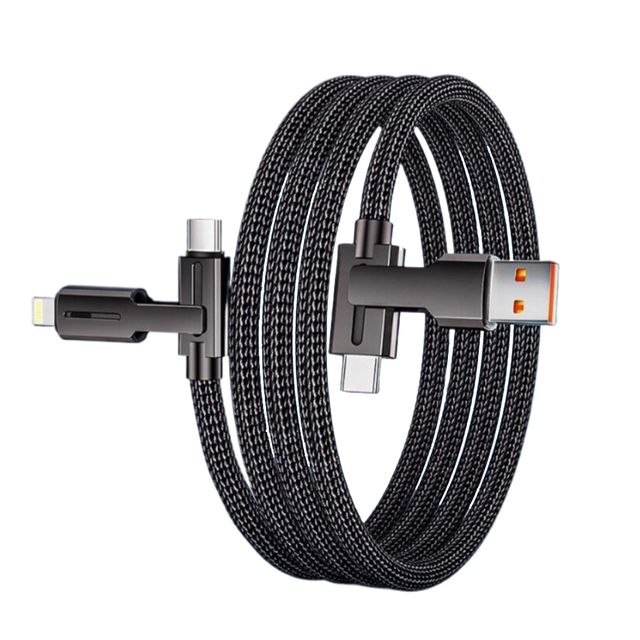 New Trending Braided 4 in 1 Charging and Data Transmission Cable Pluggable Interface Fast Charging Cable