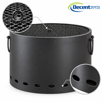 Couvercle en maille métallique cylindrique pour foyer extérieur avec poignée latérale et trous de ventilation pour jardin
