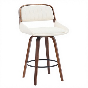 Wholesale Commercial Restaurant <b>Bar</b> Furniture Retro Cafe Seating Premium Upholstered Wooden Counter <b>Stools</b> for Hotel Lounge - Product Image 2