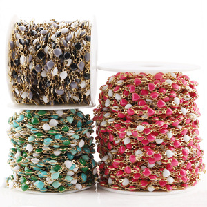 Cadena de Corazones Esmaltados Estilo Europeo de Acero Inoxidable, Cadena de Gotas Coloridas para Fabricación de Pulseras, Fornituras de Joyería H1289 - Product Image 1