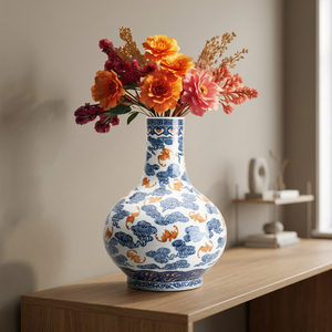 Vase à fleurs en céramique, support floral décoratif pour table, pour la maison, le bureau, le salon, décoration intérieure, pots et jardinières pour fleurs fraîches - Product Image 3