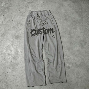 Custom Manufacturer French Terry Sweatpants Vintage Sun Faded <b>Men</b> Trackpants Screen Print Logo Heavyweight Baggy Sweatpants - Product Image 1