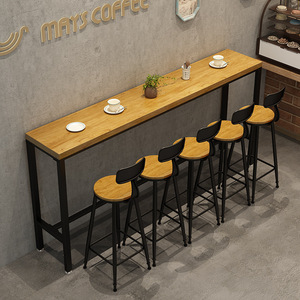 Ensemble <span class=keywords><strong>de</strong></span> <span class=keywords><strong>table</strong></span> et <span class=keywords><strong>de</strong></span> chaises <span class=keywords><strong>de</strong></span> <span class=keywords><strong>bar</strong></span> commerciales modernes en bois massif avec pieds hauts muraux pour salon et usage <span class=keywords><strong>de</strong></span> loisirs - Product Image 2