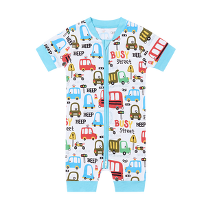 Logo personnalisé imprimé 95% bambou 5% Spandex bébé enfant en bas âge à manches courtes barboteuse enfant pyjamas vêtements de couchage - Product Image 3
