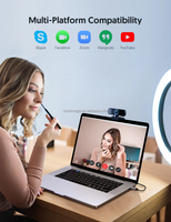 Webcam USB Full HD avec microphone intégré à réduction de bruit, capteur CMOS, trépied rotatif, 1080P, 83° grand angle, couvercle de confidentialité pour PC
