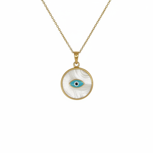 Collier à pendentif en métal doré design mauvais œil - Product Image 2