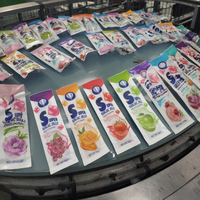 Pochette alimentaire à trois soudures latérales pour jus, sachet plastique personnalisé avec logo imprimé pour liquides, boissons, gelées, emballage de boissons