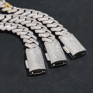925 <b>Silver</b> Moissanite Cuban Link <b>Bracelet</b> Rhodium Plated GRA Certified 20mm Hip Hop Men's Luxury Chain <b>Bracelet</b> - Product Image 3