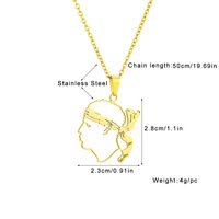 Collier chaîne en acier inoxydable avec carte de la Corse plaqué or 18 carats et émail, pendentif drapeau de la Corse