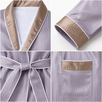 Peignoir unisexe avec col kimono en polyester tissé double face violet absorbant et chaud pour la salle de bain et coffret cadeau grande taille