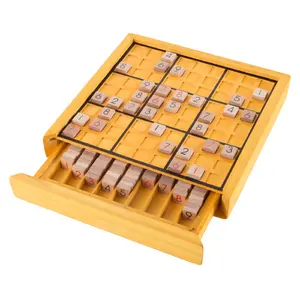 EASTOMMY Complete Set Number Tiles, Wooden Game Board and Puzzle Book- Number Thinking Game Wood Sudoku Board Game Set