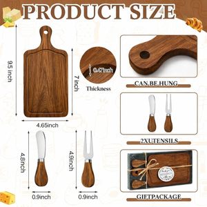 Planche à découper en acacia personnalisée avec logo, pour fêtes à domicile, cadeau de Noël, mini planche à fromage et à pain, passe au lave-vaisselle, épaisseur 2 cm, boîte cadeau - Product Image 2