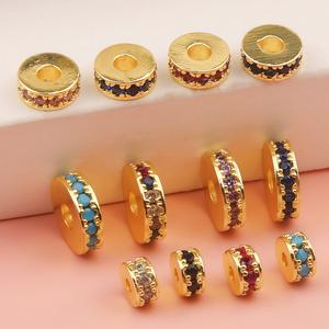 Micro pavé <span class=keywords><strong>de</strong></span> cuentas espaciadoras <span class=keywords><strong>de</strong></span> Zirconia cúbica, venta al por mayor, fabricación <span class=keywords><strong>de</strong></span> joyas DIY, pulsera con cuentas, abalorio con hallazgos <span class=keywords><strong>de</strong></span> latón para mujer - Product Image 1