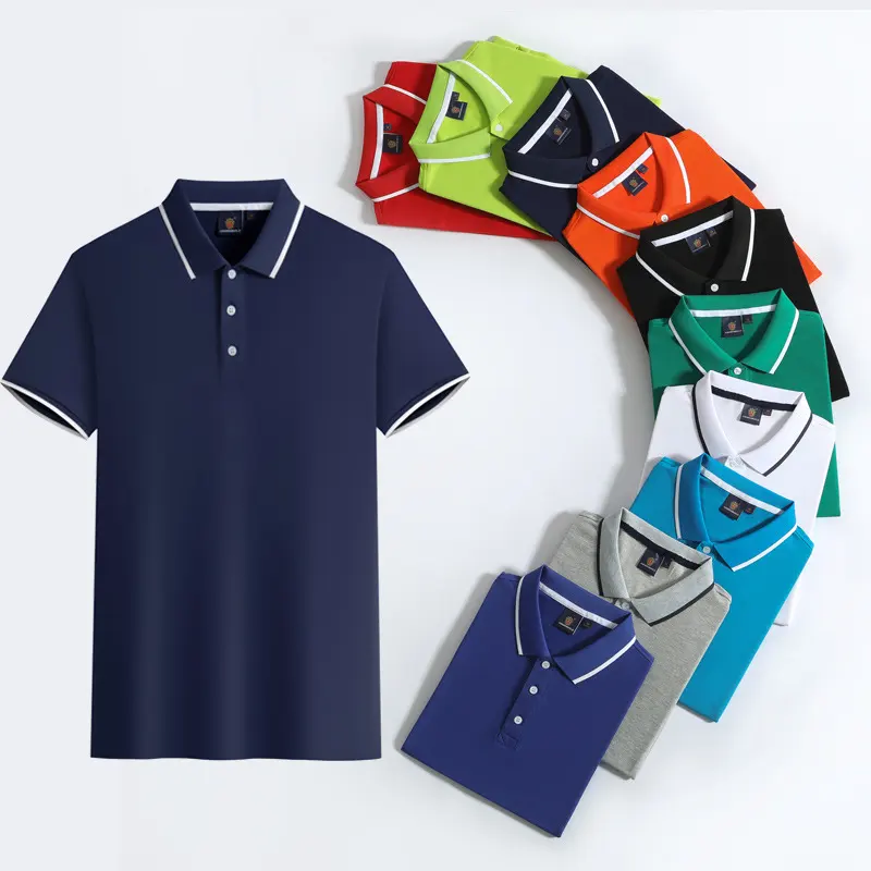 Polo camiseta masculina de secagem rápida, camiseta polo de golfe personalizada, cor sólida, barata