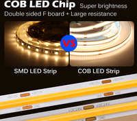 شريط إضاءة COB LED عالي الكثافة, شريط إضاءة COB 384/528LEDs/m أزرق/أخضر/أحمر خطي قابل للتعتيم DC12V/24V