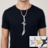 Pendentif de collier en acier inoxydable découpé au laser, motif religieux, autodéfense, épée longue et tranchante de l'Imam Ali, Yiwu Aceon