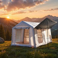 Tente de camping gonflable en coton PVC imperméable personnalisable, grand espace, ouverture rapide automatique, tente pneumatique portable, quatre saisons