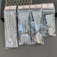 Lot de 6 couverts durables de bonne qualité avec sac en PVC, ensemble de 6 cuillères et fourchettes à petit prix, faible MOQ pour la vente en gros